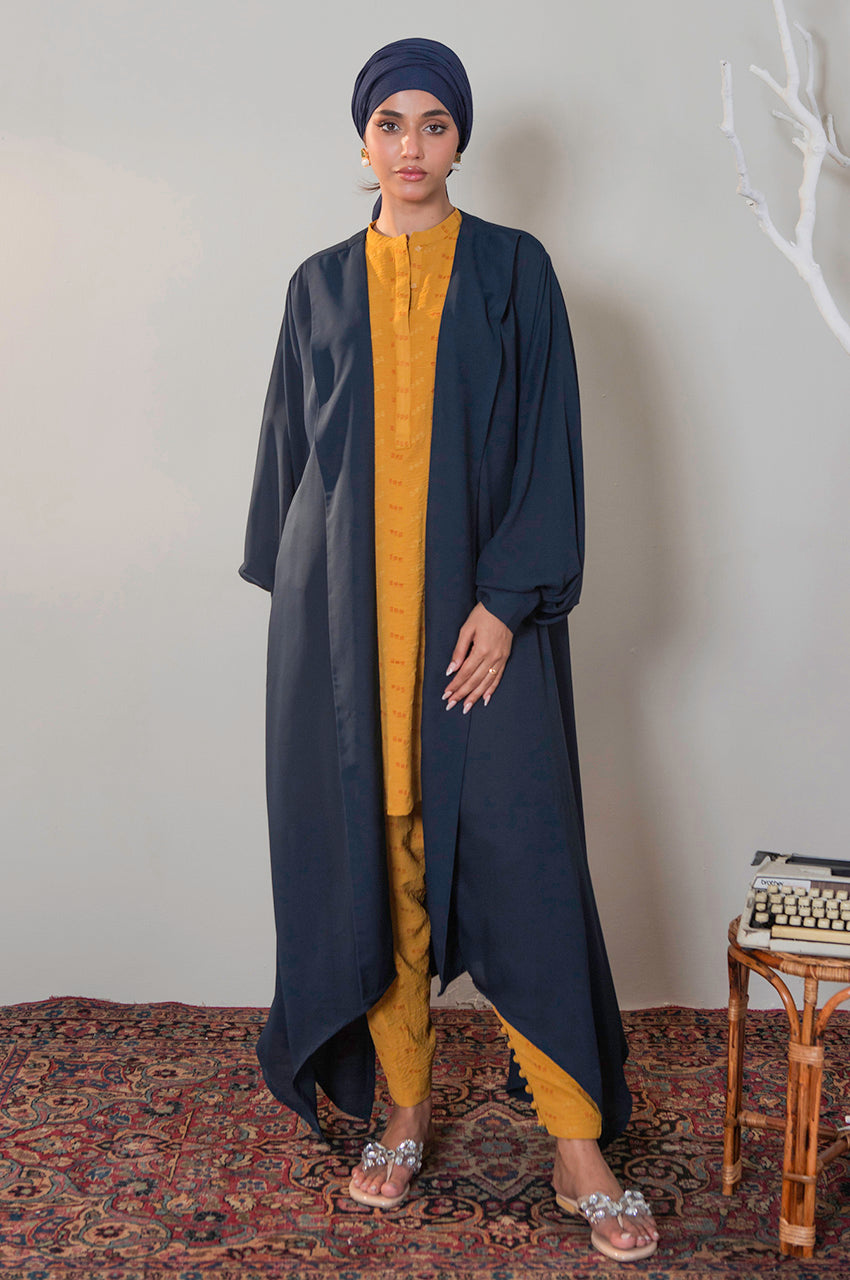 Teal Front-Open Abaya Burqa with Button Detailing