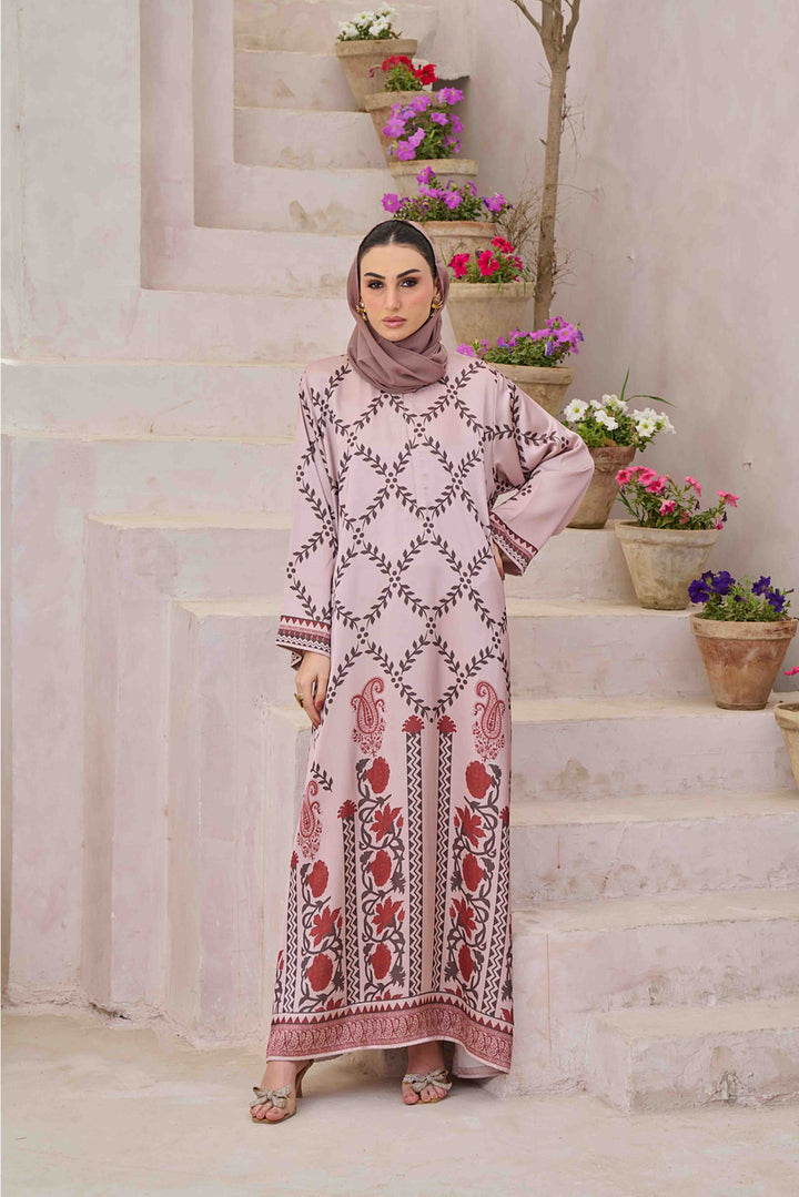Sahar - Printed Kaftan-Style Maxi Abaya 
