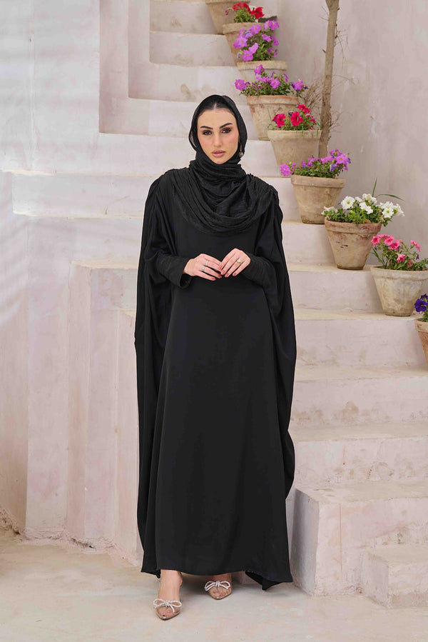 Zephyr - Black Cowl Neck Maxi Abaya