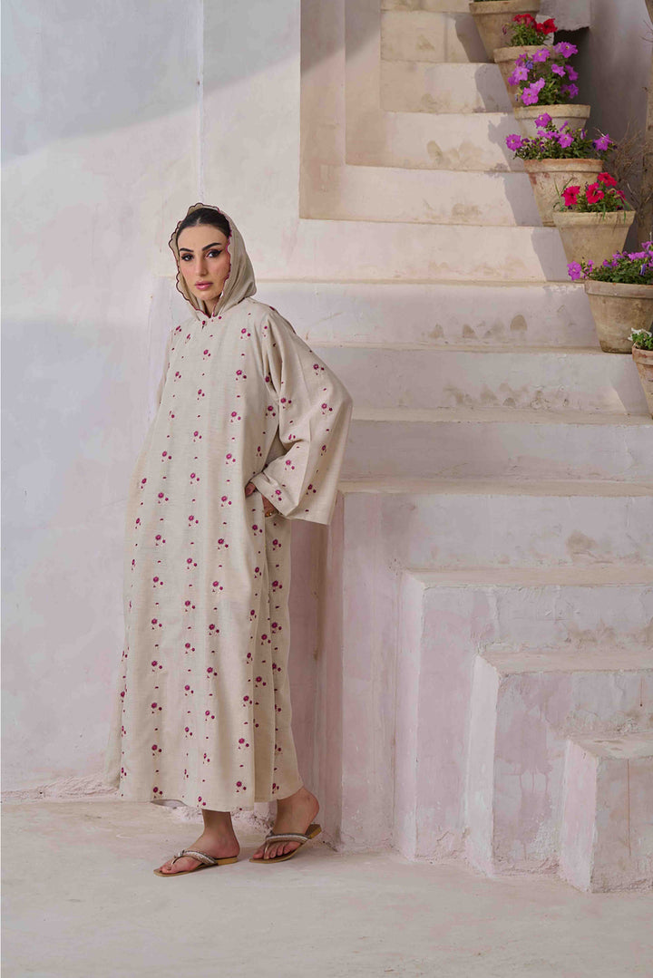 Gul - Beige Embroidered Maxi Abaya 2Pc Set 
