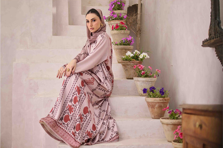 Sahar - Printed Kaftan-Style Maxi Abaya 