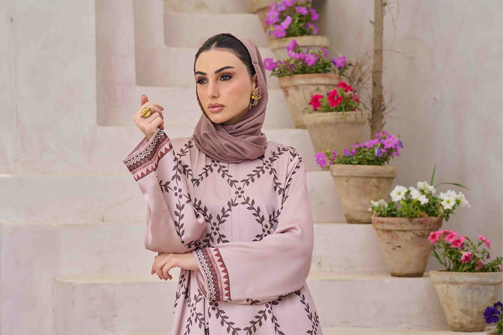 Sahar - Printed Kaftan-Style Maxi Abaya 