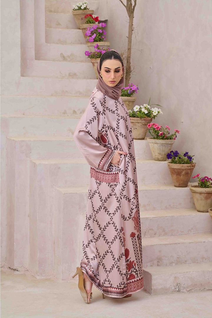 Sahar - Printed Kaftan-Style Maxi Abaya 